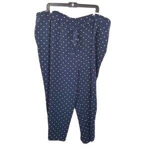 Madison polka dot wide leg capri pants women plus size 24w 25 blue white elastic